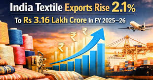 India Textile Exports Growth 2025–26: Rise by 2.1% to ₹3.16 Lakh Crore
