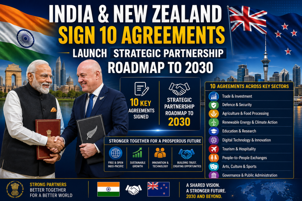 India and New Zealand Sign 10 Agreements, Launch Strategic Partnership Roadmap to 2030