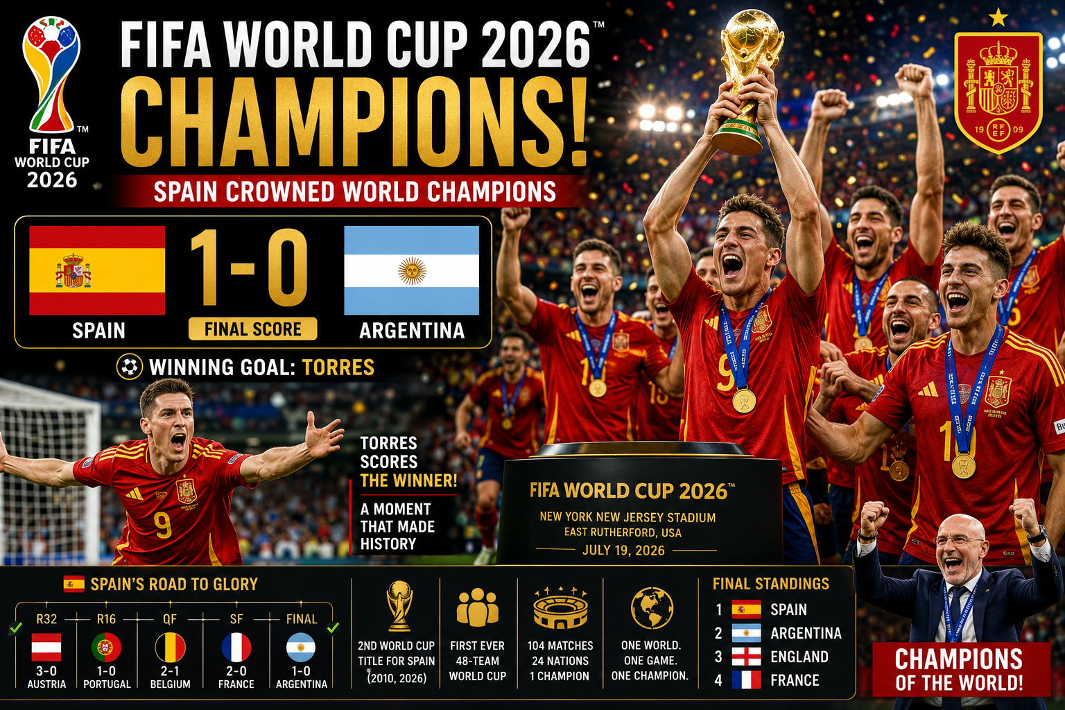 FIFA World Cup 2026 Final: Spain Defeats Argentina as Torres Scores Winner